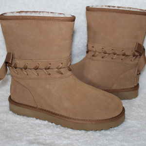 UGG CLASSIC SHORT SUEDE LACE UP BOOTS CHESTNUT 7 8 9